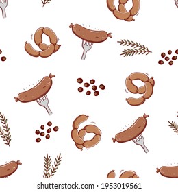patrón ininterrumpido de salchicha de doodle con hierba