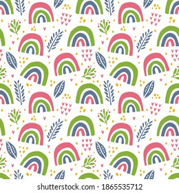Seamless pattern Doodle of scandinavian rainbow element. Can use for fabric etc