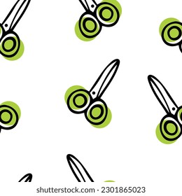 Seamless pattern Doodle scissors. Back to school. Cut paper. Scrapbooking.