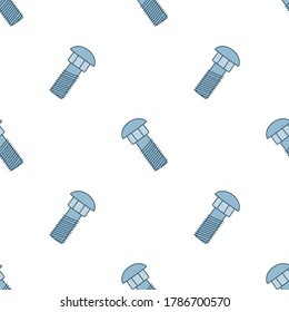 Seamless pattern with doodle screws. Texture with hand drawn bolts. Vector illustration on white background