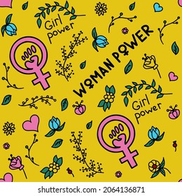 Different adult women s head seamless pattern background. Feminist  International Women s, Mother s Day. Women support, girl power. Hand drawn  line drawing doodle vector illustration 6017210 Vector Art at Vecteezy