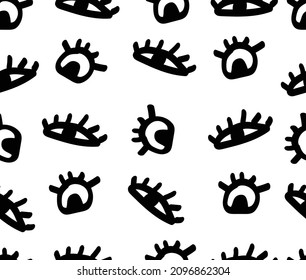 seamless pattern doodle sketch eye shape