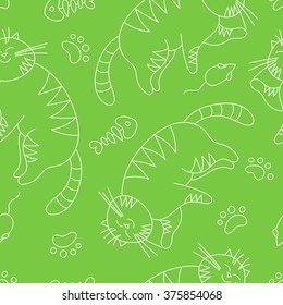 Seamless pattern with doodle sleeping cat