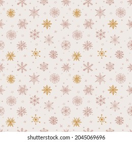 Seamless pattern with doodle snowflakes. Can be used for wallpaper, pattern fills, textile, web page background, surface textures