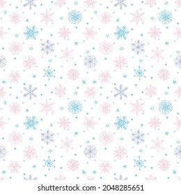 Patrón sin foco con copos de nieve. Se puede usar para papel tapiz, rellenos de patrones, textil, fondo de página web, texturas superficiales