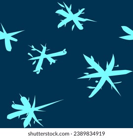 Patrón sin fisuras de los copos de nieve en un fondo nocturno. Para el invierno, fondo de sketch cubierto de nieve, envolturas, empaque. Vector.