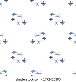 Nahtloses Muster mit doodlen Schneeflocken. Winterfestlicher Hintergrund. Tagesverpackungspapier. Vektorgrafik. 