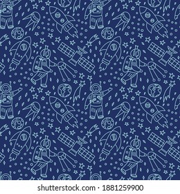 Seamless pattern with doodle space art