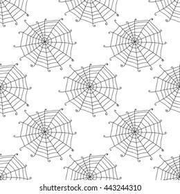 Seamless pattern with doodle spiderwebs. Vector