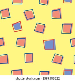 A seamless pattern with doodle square for printing on diapers and baby clothes. A yellow vector stock illustration for children, boys and girls