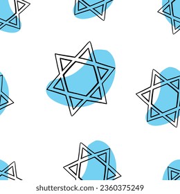 Seamless pattern 
Doodle The Star of David, protector of Judaism. Hanukkah