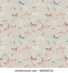 Seamless pattern with doodle stars on gray background, vector illustration