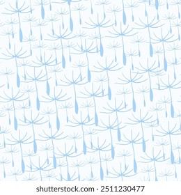 Nahtloses Muster im Doodle-Stil in blauen und weißen Tönen mit verschiedenen Blumenelementen