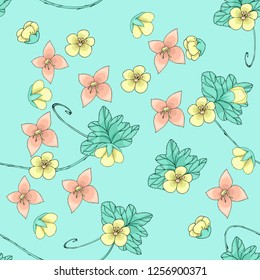 seamless pattern with doodle style flowers