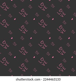 Patrón sin foco en estilo doodle. Día de San Valentín. Amor, corazones. Elemento para imprimir sobre papel y tela, fondo temático.