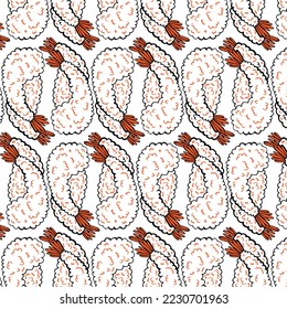 Seamless pattern with doodle tempura isolated on white background