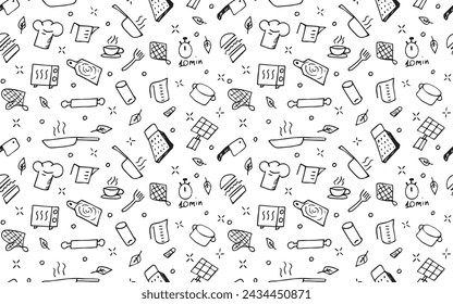seamless pattern. doodle pattern. a pattern for textiles. textile. package. package. print. background. colored background. beautiful pattern style. kitchen. kitchen utensils. apron.