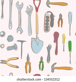seamless pattern. doodle tools set