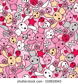 Seamless pattern with doodle. Vector kawaii illustration.