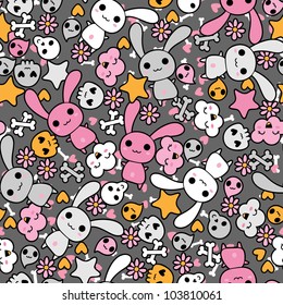 Seamless pattern with doodle. Vector kawaii illustration.