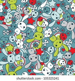 Seamless pattern with doodle. Vector kawaii illustration.