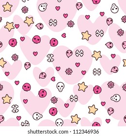 Seamless pattern with doodle. Vector kawaii illustration.