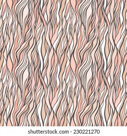Seamless pattern with doodle waves ornament. Vector illustration
