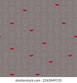 Patrón inmaculado con doodle de vidrio. Patrón sin fisuras de la bodega. Bordes blancos sobre un fondo gris.