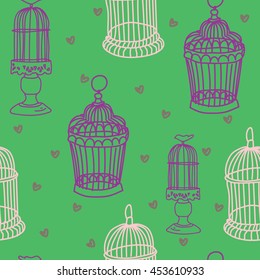 Seamless pattern with doodle.Cages seamless texture on a background vectors