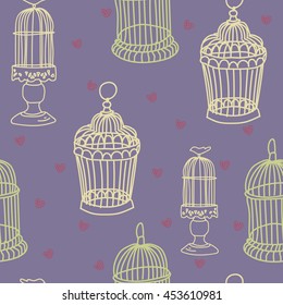 Seamless pattern with doodle.Cages seamless texture on a background vectors