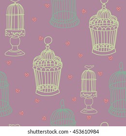 Seamless pattern with doodle.Cages seamless texture on a background vectors