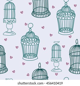 Seamless pattern with doodle.Cages seamless texture on a background vectors