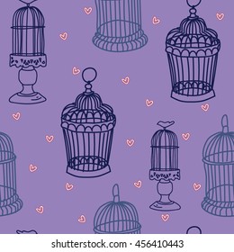 Seamless pattern with doodle.Cages seamless texture on a background vectors