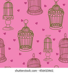 Seamless pattern with doodle.Cages seamless texture on a background vectors