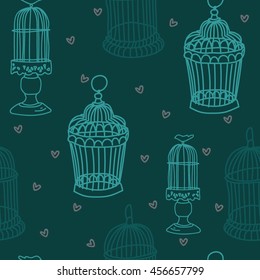 Seamless pattern with doodle.Cages seamless texture on a background vectors