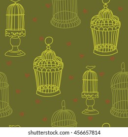 Seamless pattern with doodle.Cages seamless texture on a background vectors