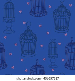 Seamless pattern with doodle.Cages seamless texture on a background vectors