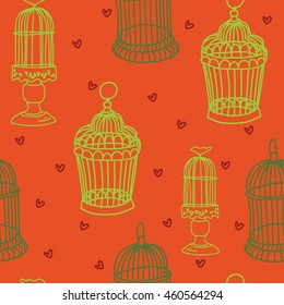 Seamless pattern with doodle.Cages seamless texture on a background vectors
