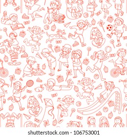 seamless pattern with doodles of children (jpeg version in available in my gallery)