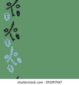 Seamless pattern, doodles, Christmas theme, spruce, branches,decorations,stars,  vertical . Hand drawn.