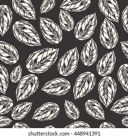 Seamless pattern with doodles elements for design.  leaves. 