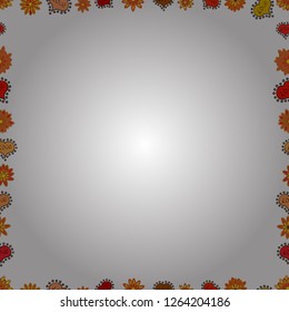 Seamless pattern. Doodles elements hand drawn frames. Picture in orange, red and white colors. Vector.
