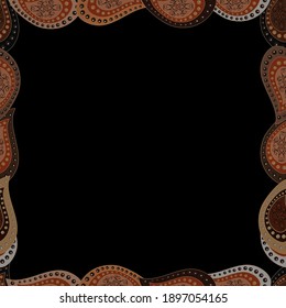 Seamless pattern. Doodles elements hand drawn frames. Vector. Picture in brown, black and orange colors.
