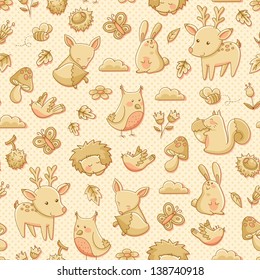 seamless pattern with doodles of forest animals (jpeg is available in my gallery)