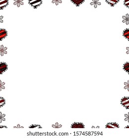 Seamless pattern. Doodles frame consists of red, white and black border. Vector Background seamless pattern with hand drawn Frame doodle.
