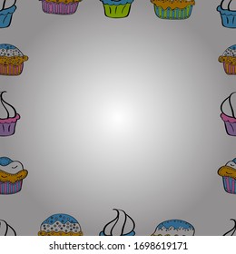 Seamless pattern. Doodles frame consists of white, black and blue border. Vector Background seamless pattern with hand drawn Frame doodle.