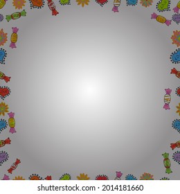 Seamless pattern. Doodles frame consists of orange, white and yellow border. Vector Background seamless pattern with hand drawn Frame doodle.