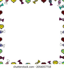 Seamless pattern. Doodles frame consists of white, black and purple border. Vector Background seamless pattern with hand drawn Frame doodle.