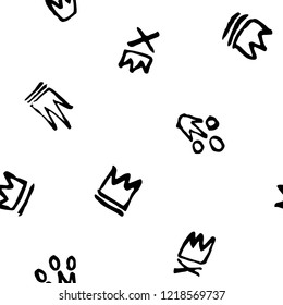 Seamless pattern of doodles hand drawn crowns. Vector illustration EPS 10