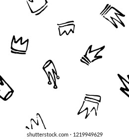 Seamless pattern of doodles hand drawn crowns. Vector illustration EPS 10